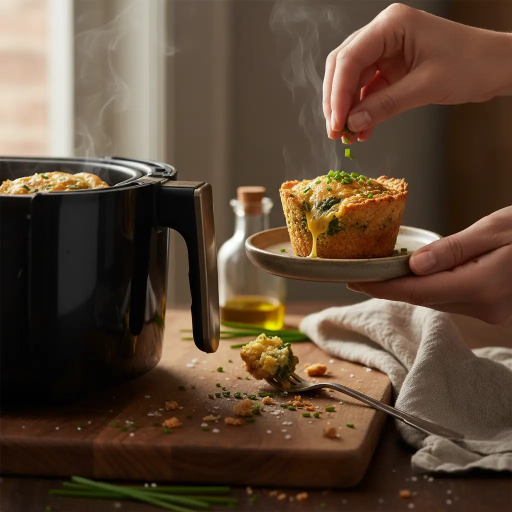 Café da manhã na air fryer: muffin de ovo pronto em 12 minutos — detalhe