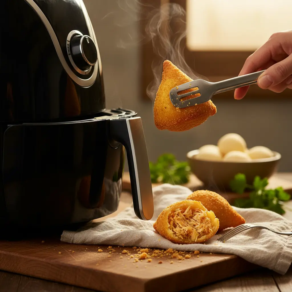 Coxinha na air fryer vale a pena? Sim, economize 80% de óleo — detalhe