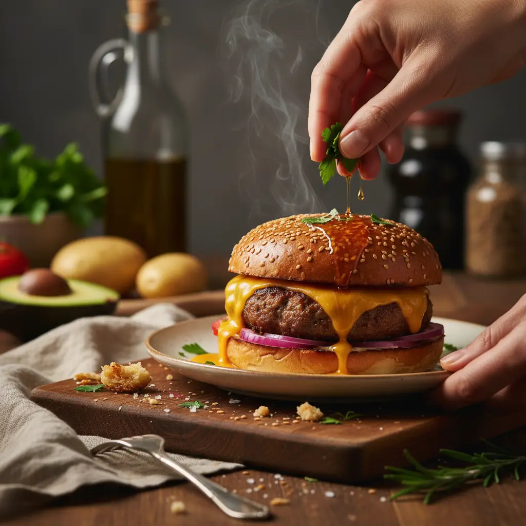 Hambúrguer caseiro air fryer: 3 passos para o ponto perfeito — detalhe