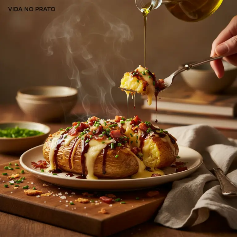 Legumes na air fryer: Batata Recheada com Bacon em 40 min