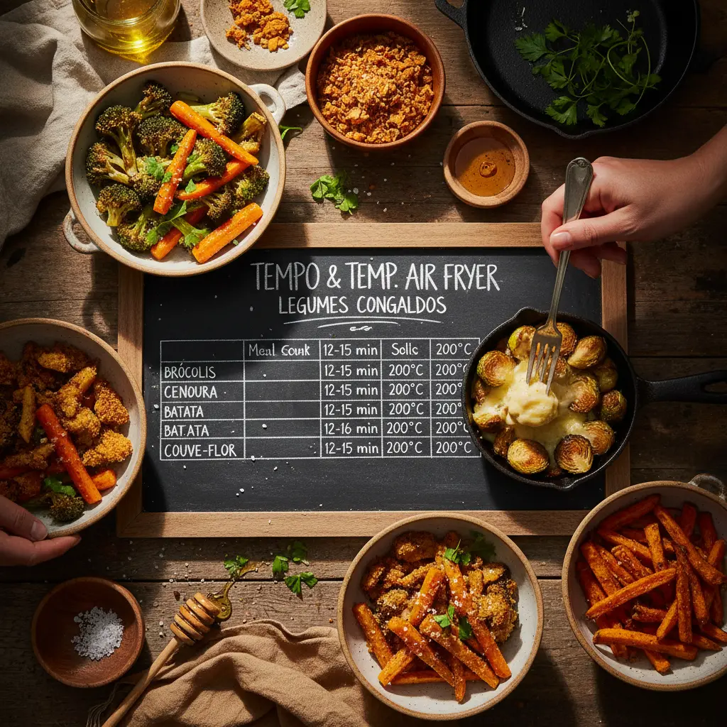 Legumes congelados na air fryer: Tabela pronta em 15 minutos — resultado