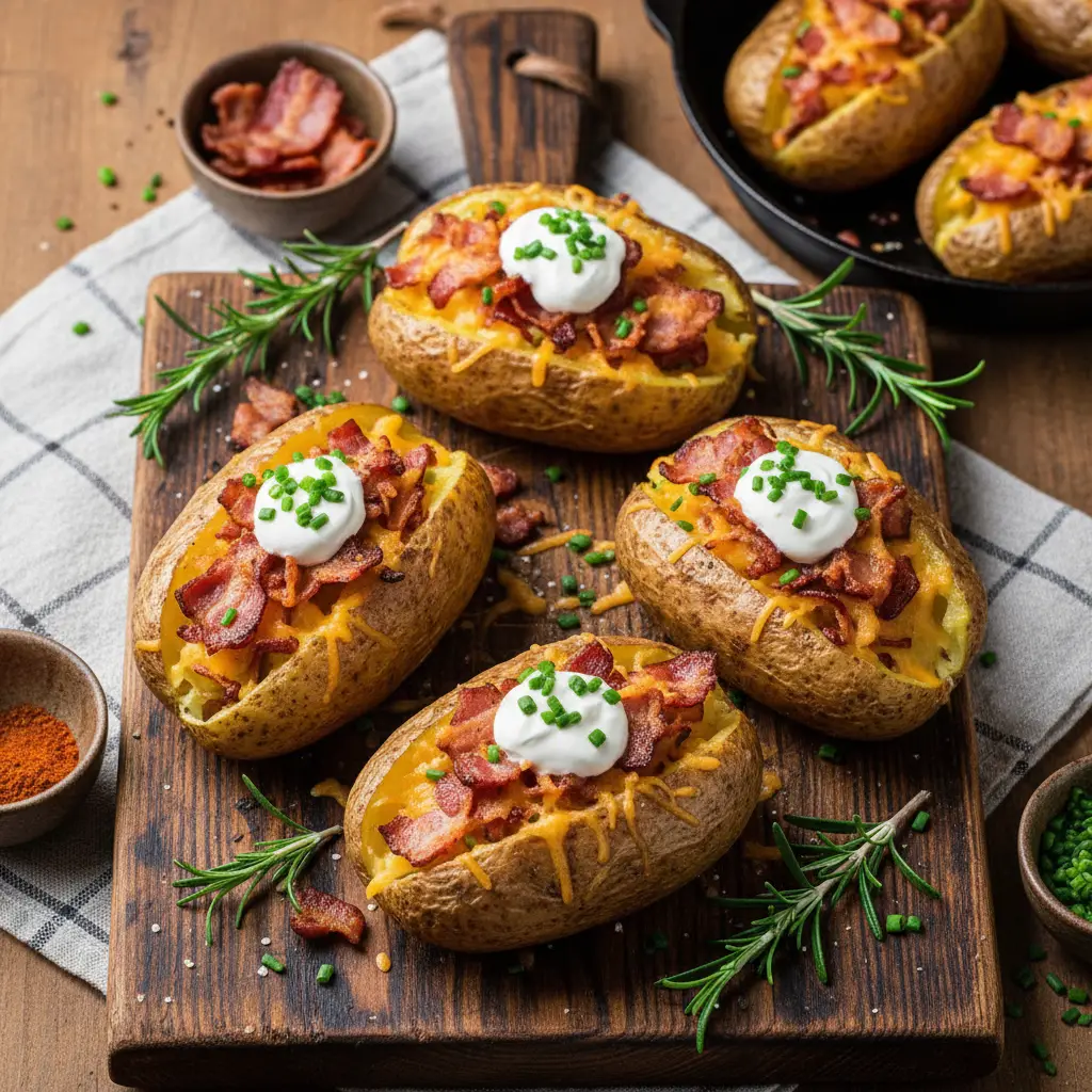 Legumes na air fryer: Batata Recheada com Bacon em 40 min — resultado