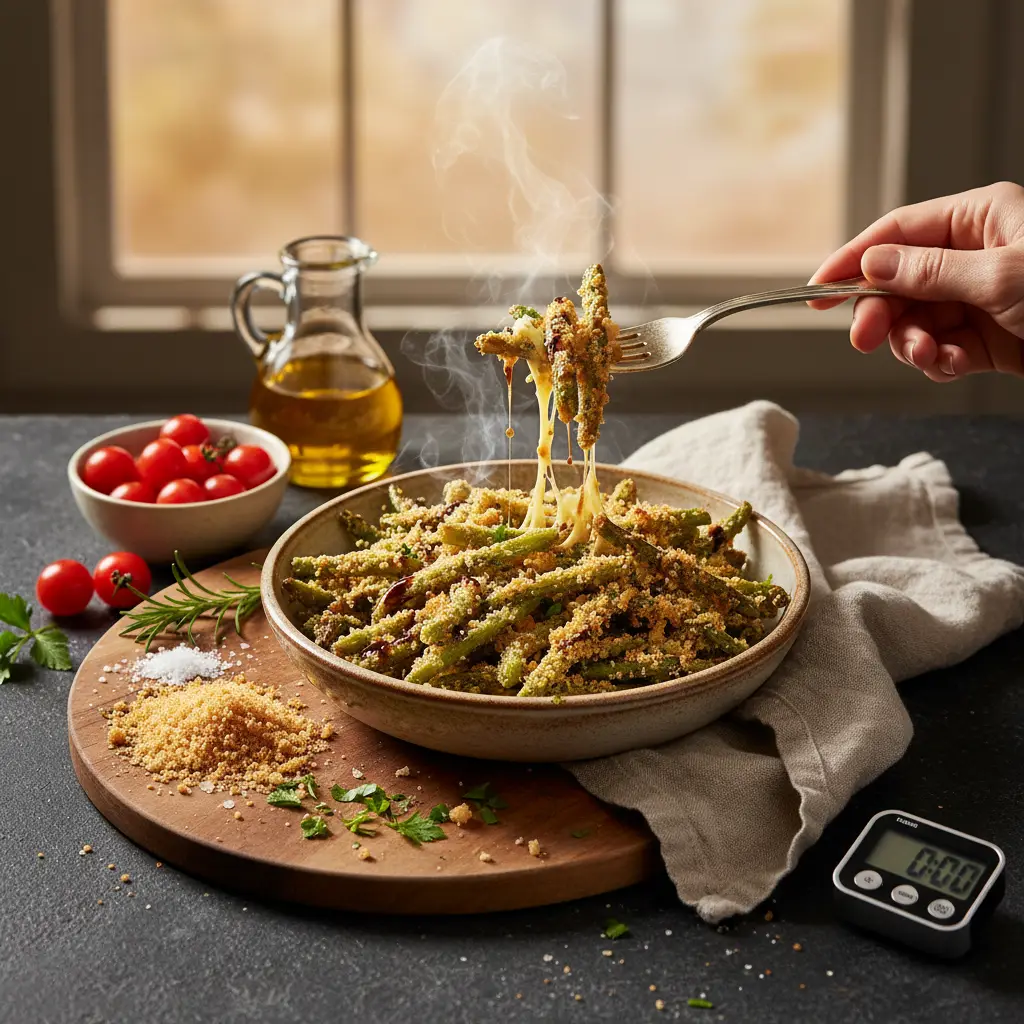 Legumes na air fryer: Vagem crocante em 10 minutos — resultado