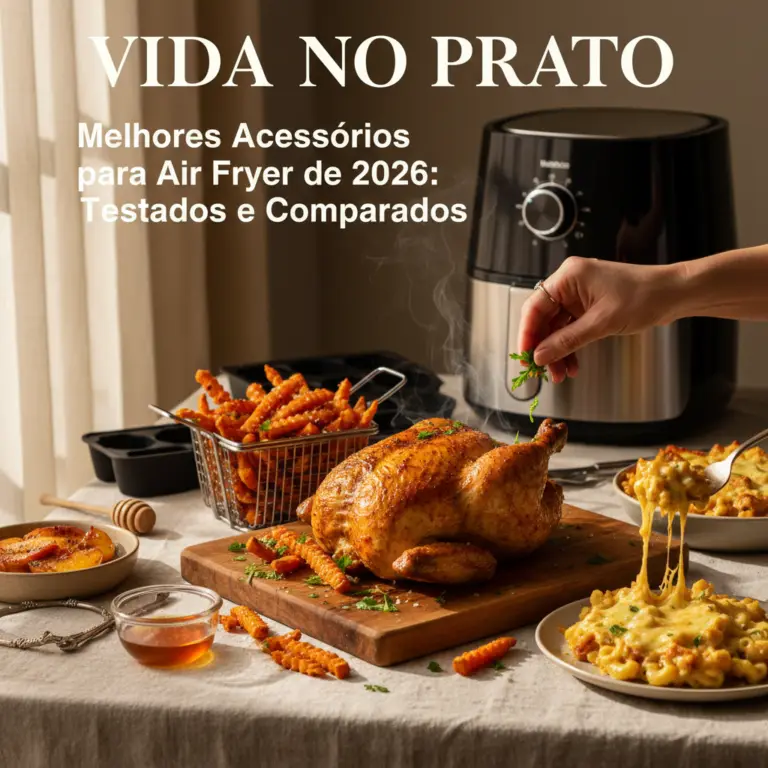 Ilustração editorial: Melhor acessórios para air fryer: 5 itens que mudam seu preparo