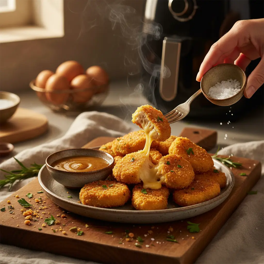 Nuggets caseiro air fryer: 15 minutos para um petisco crocante — resultado