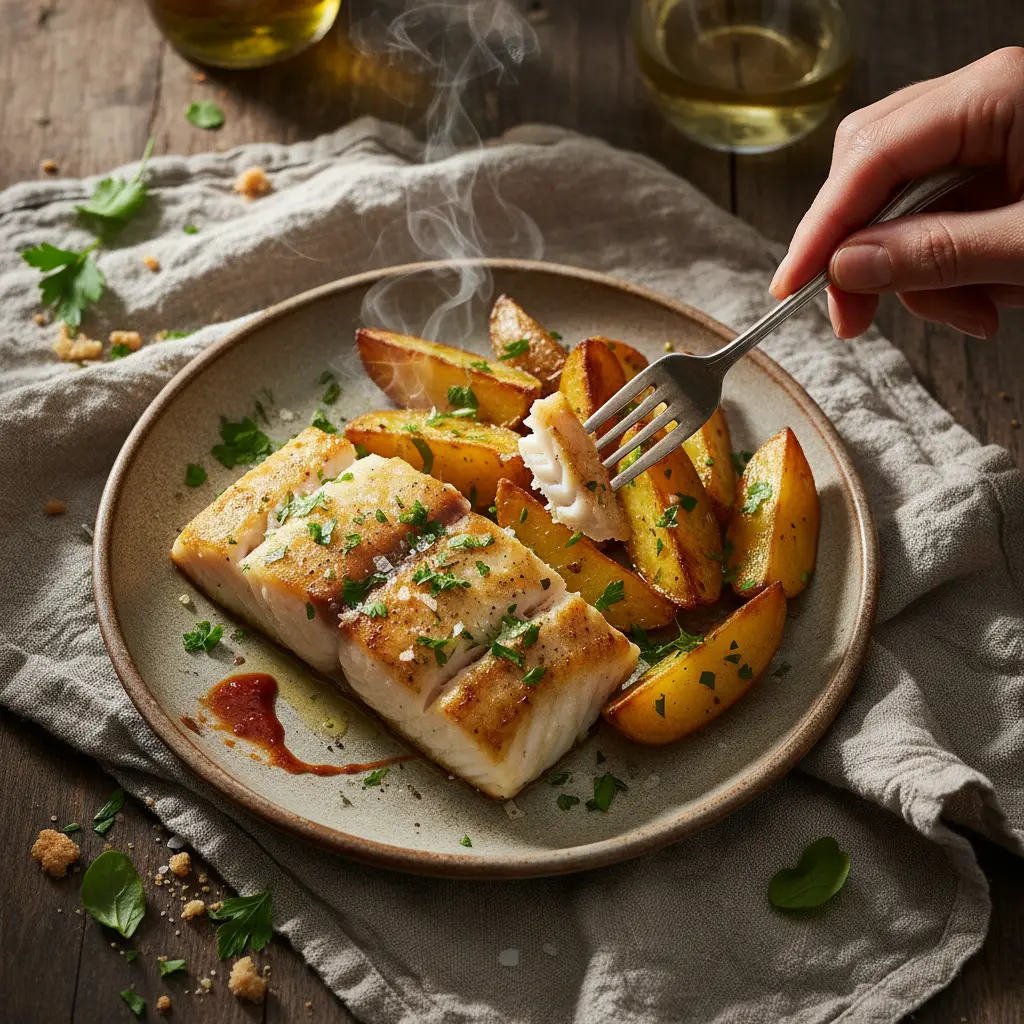 Peixe na air fryer: bacalhau com batatas em 25 minutos — resultado