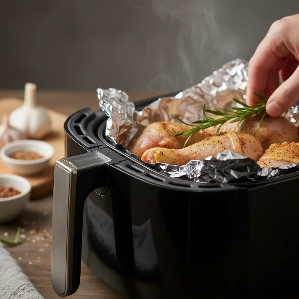 Pode colocar papel alumínio air fryer? 3 regras de ouro — detalhe