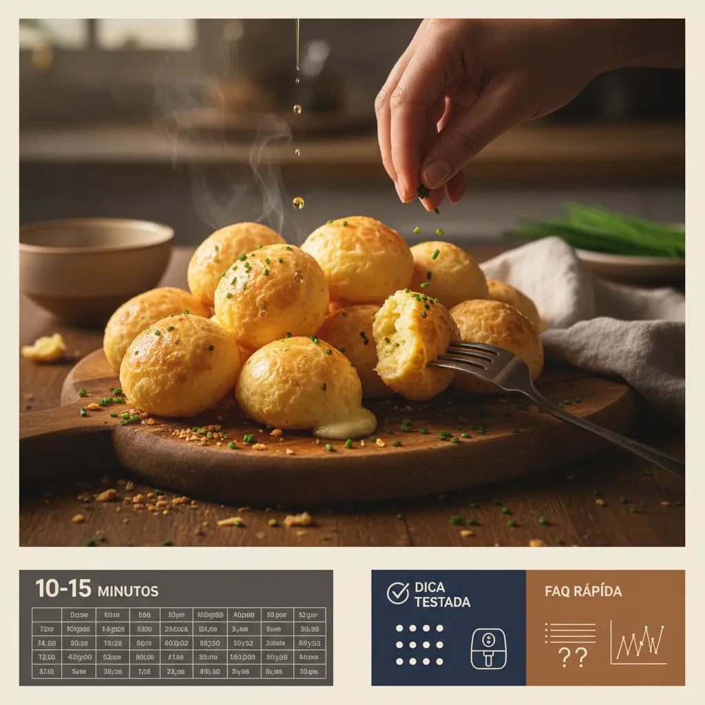 Quantos minutos pão de queijo congelado air fryer: Guia de 12 min — resultado