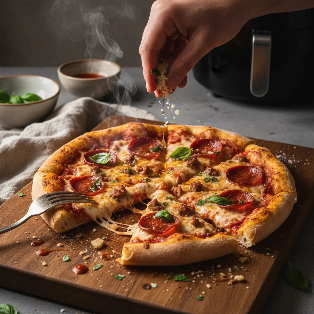 Reaquecer pizza na air fryer: 3 passos para ficar como nova — resultado