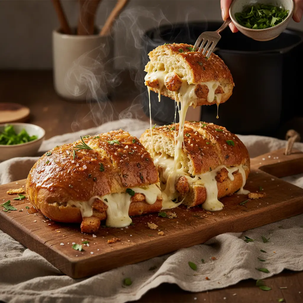 Salgados na air fryer: Pão de alho recheado em 8 minutos — resultado
